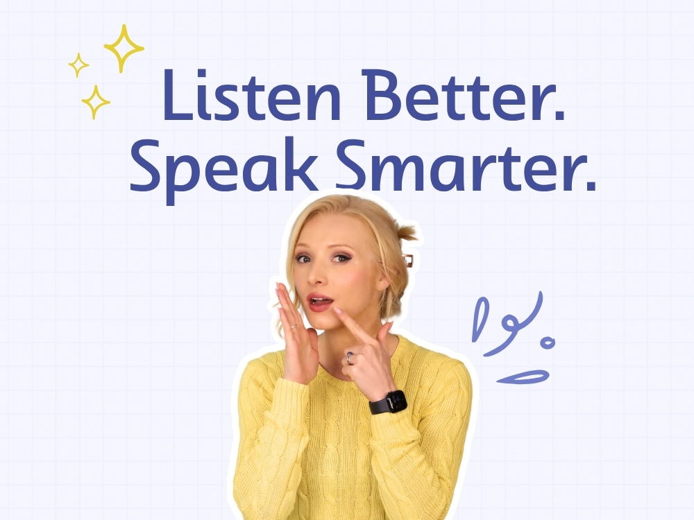 Lucy teaching English communication skills through active listening