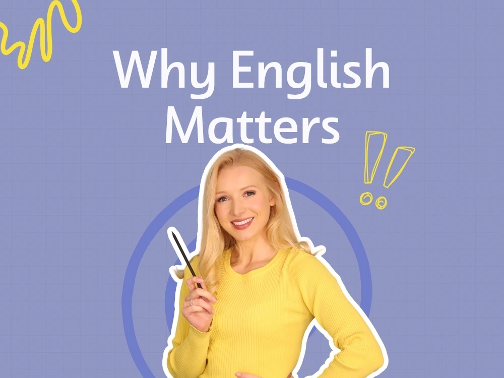 Lucy explaining the importance of English in everyday life and careers